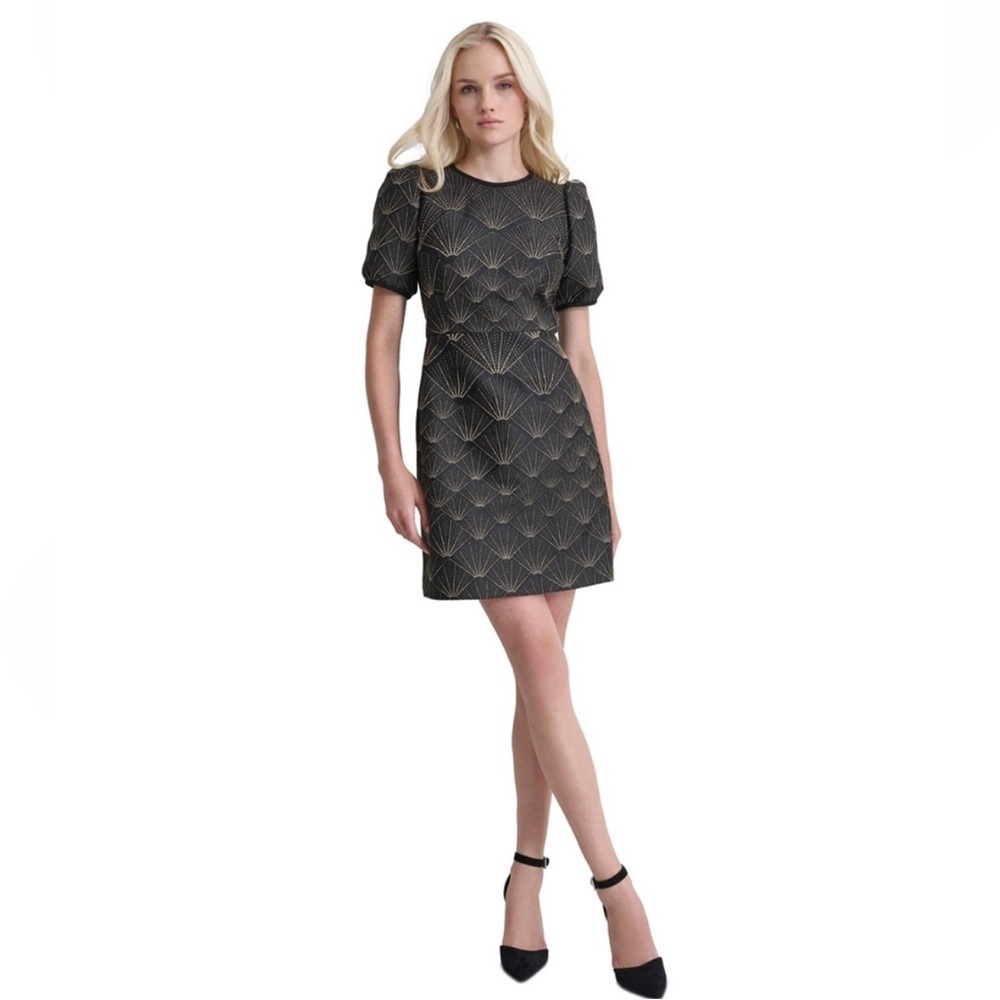 DKNY Black Dress with Gold Accents